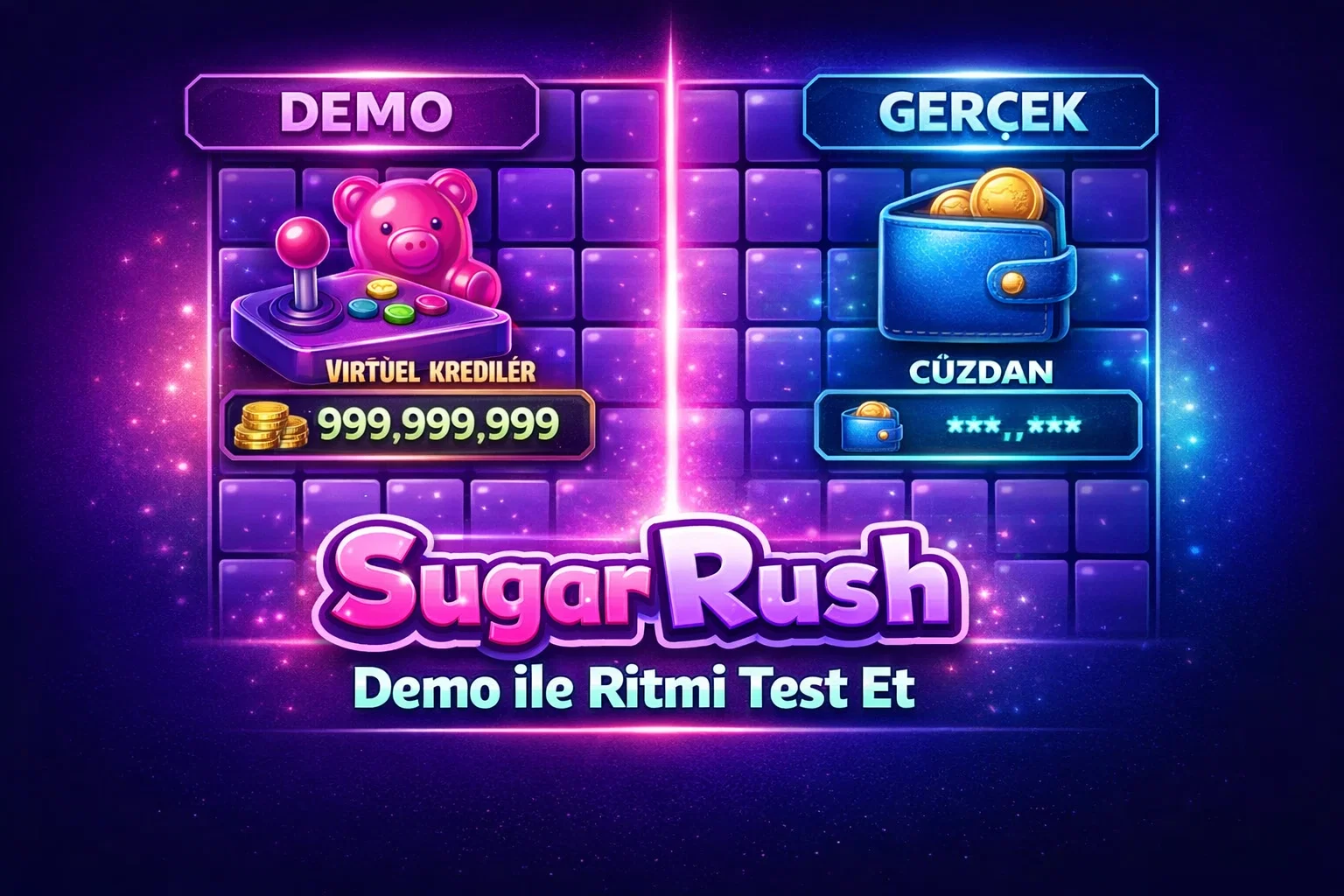 Sugar Rush demo modunda ritim test gorseli