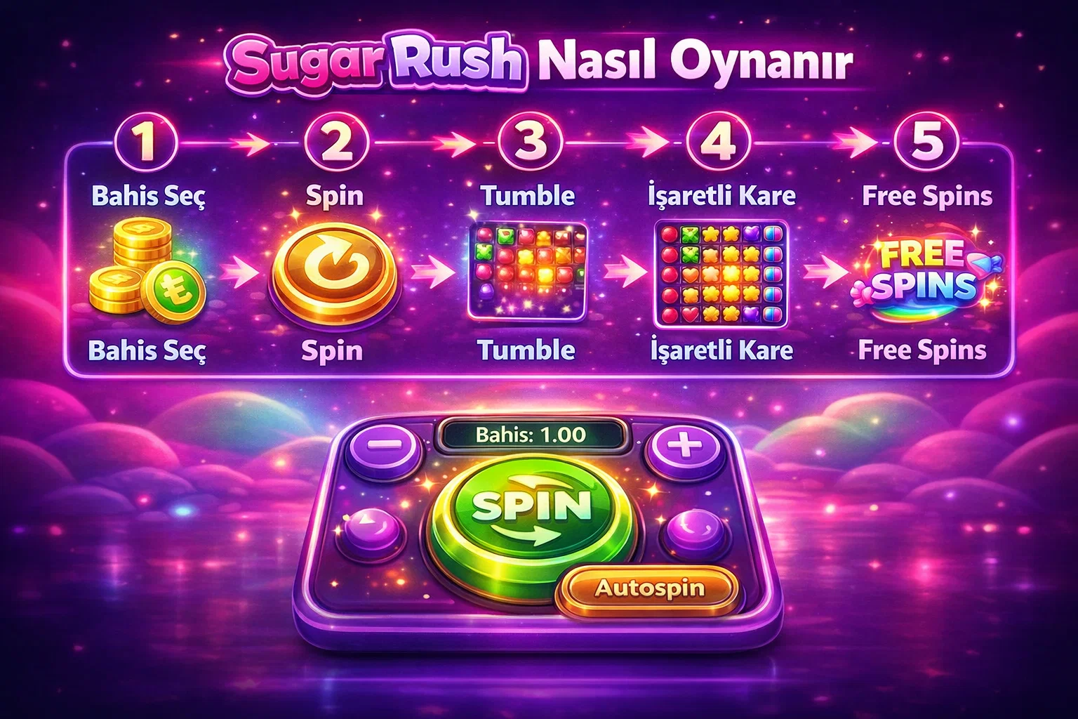 Sugar Rush nasil oynanir adim adim akisi